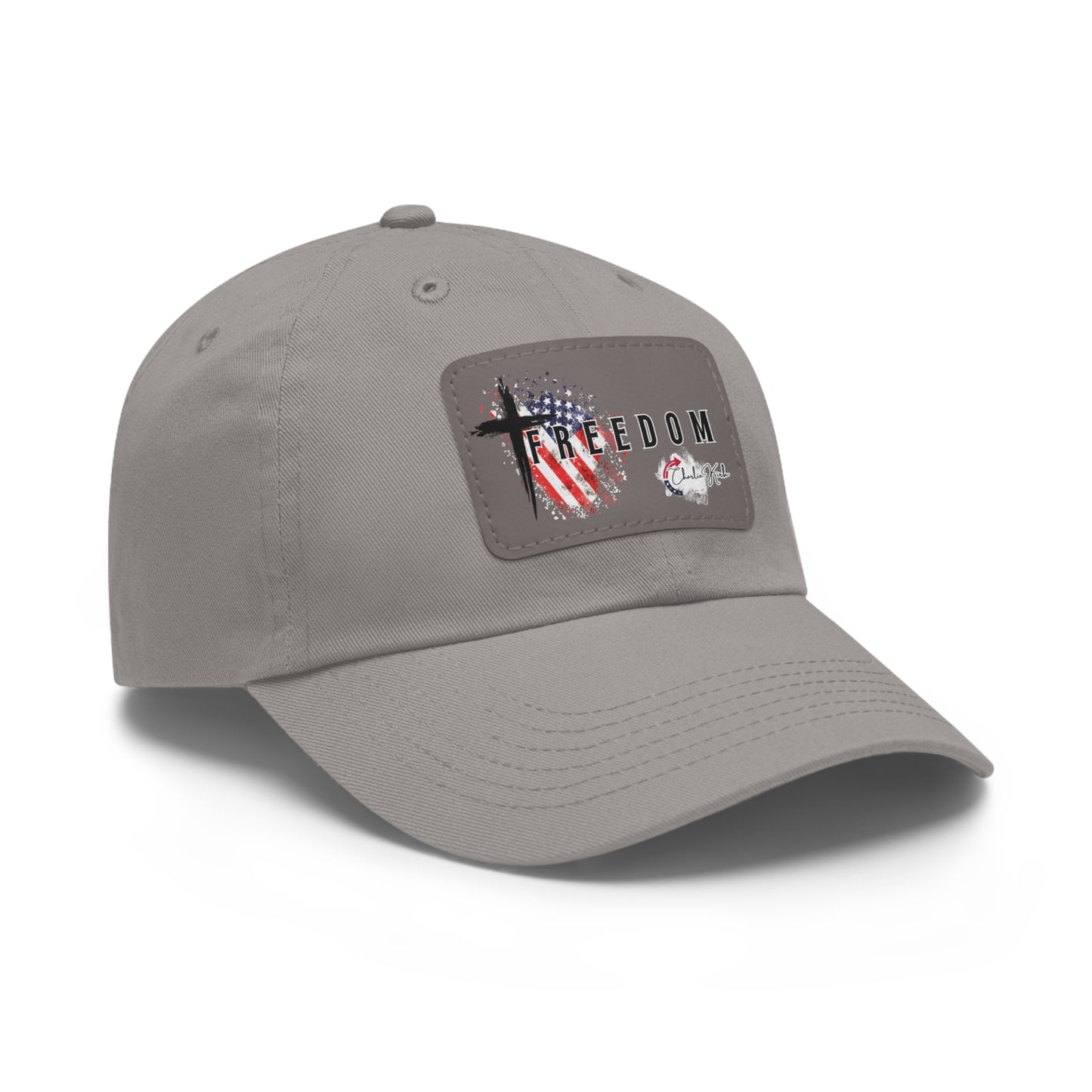 Grey cap with a Freedom Turning Point Charlie Kirk Patch