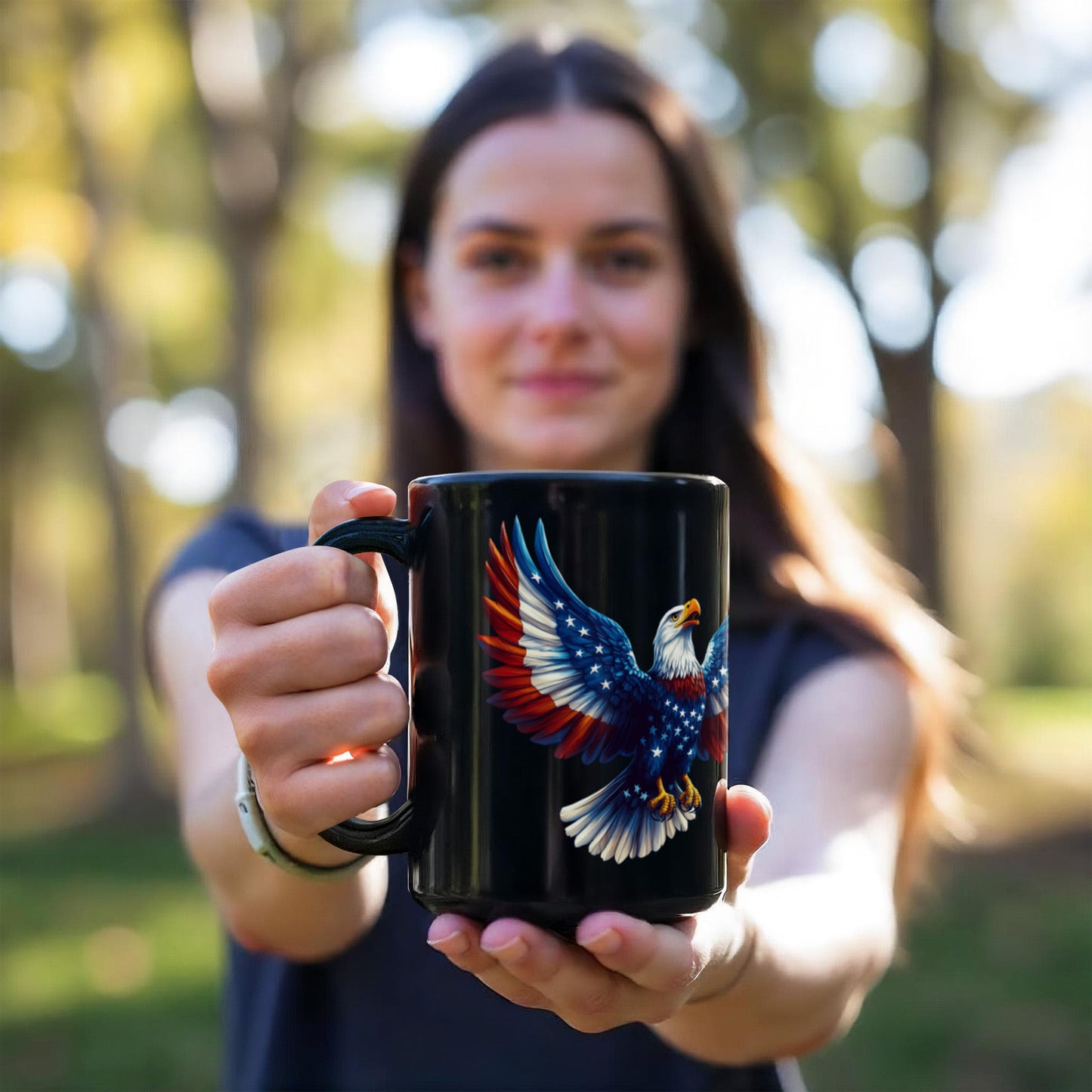 Double-sided design mug ‘My Dad Is My Hero’ eagle graphic