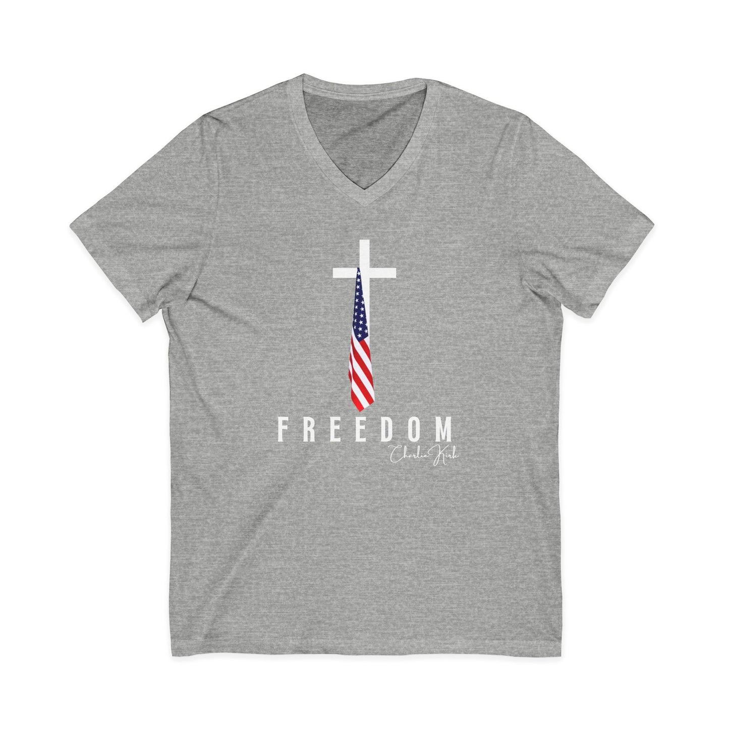 Unisex Freedom V-Neck Tee – Patriotic Christian FREEDOM Shirt for Faith & Independence Day