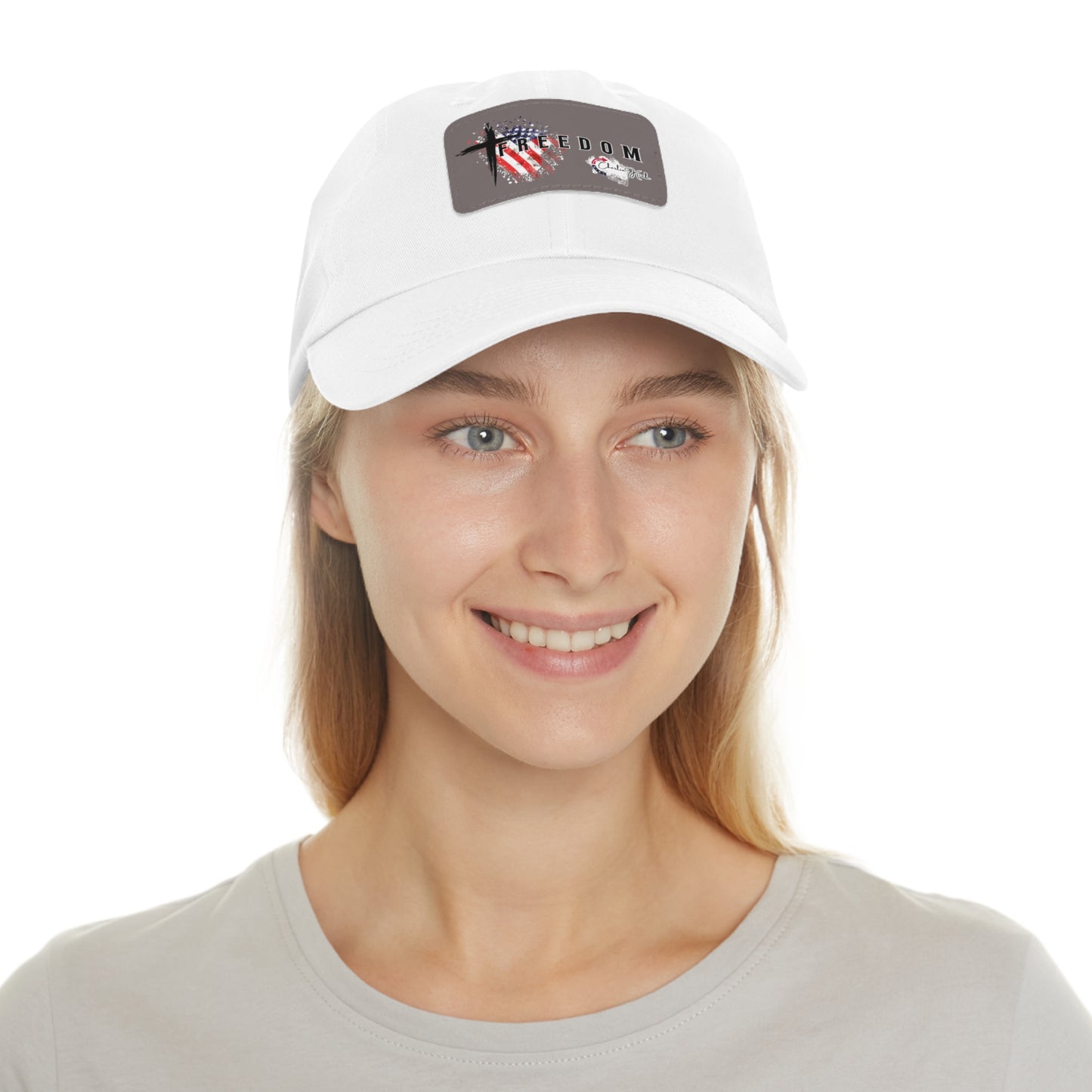 White cap with a Freedom Turning Point Charlie Kirk Patch