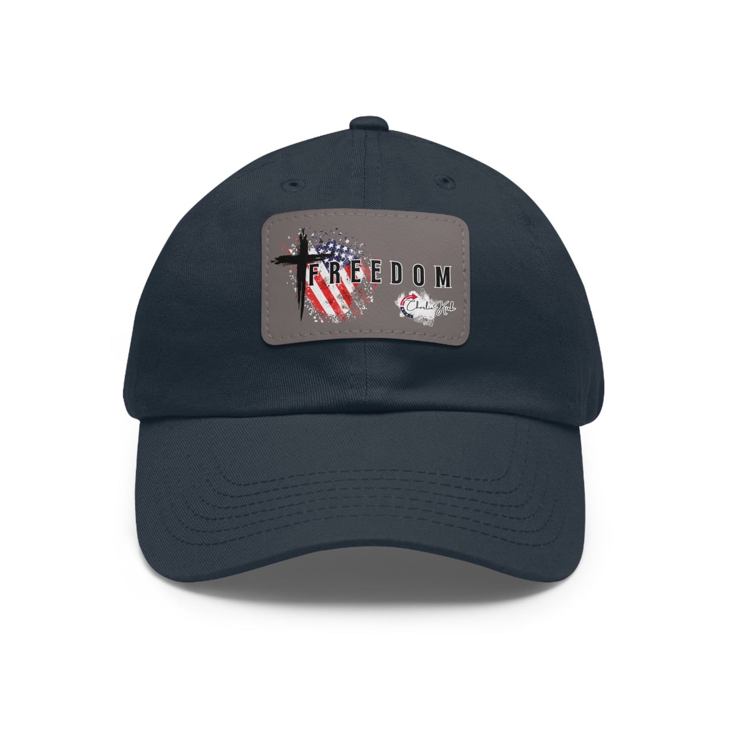 Navy Blue cap with a Freedom Turning Point Charlie Kirk Patch
