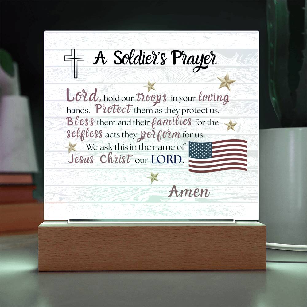 A Soldier's Prayer - Acrylic Square Plaque w/ LED