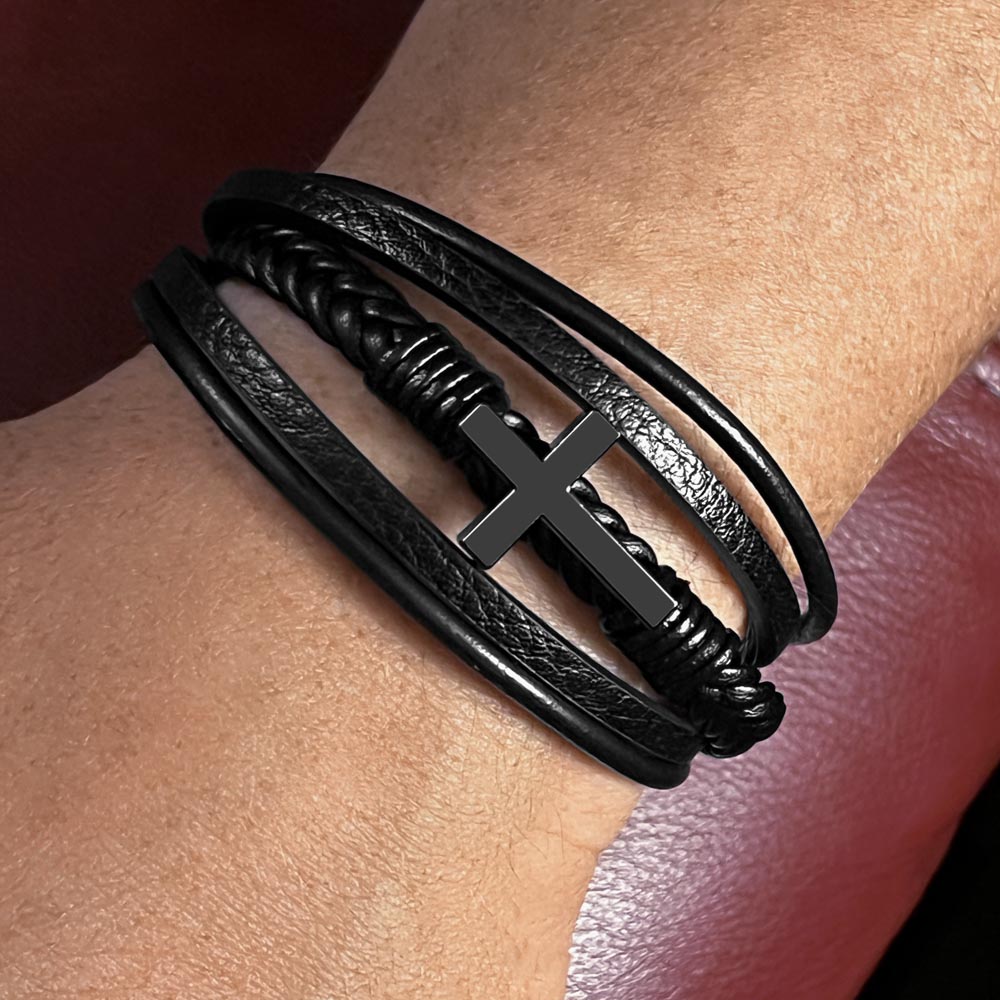 Stainless steel cross on bracelet with magnetic clasp waterproof hypoallergenic