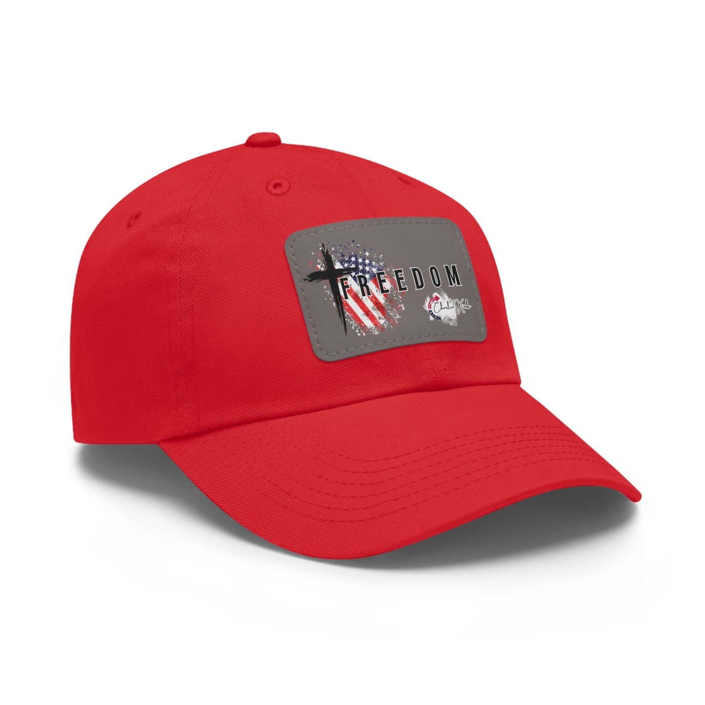 Red cap with a Freedom Turning Point Charlie Kirk Patch