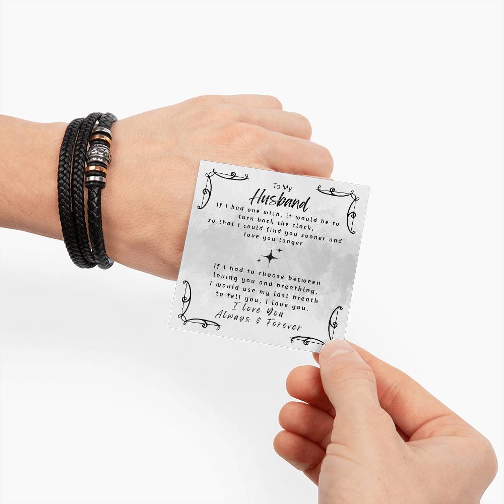 Love You Forever bracelet gift for husband stainless steel vegan leather