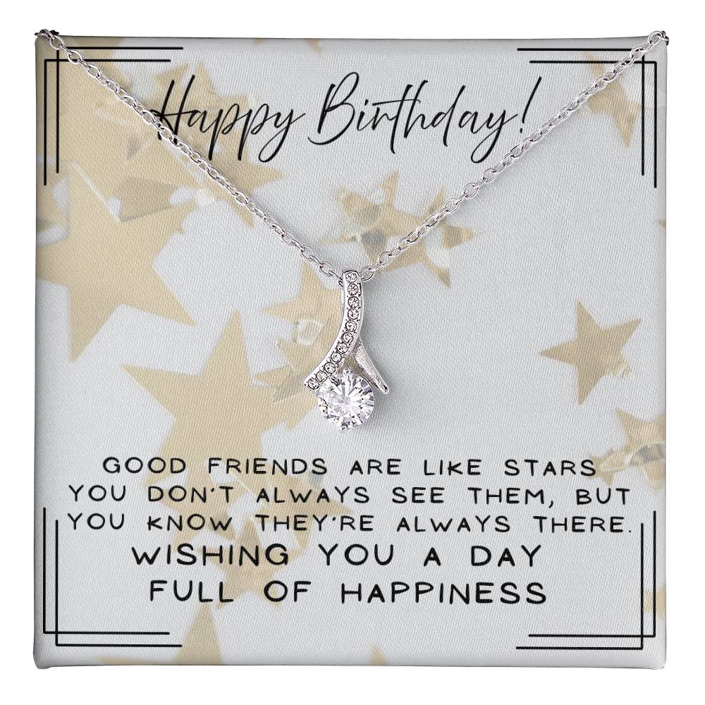 Alluring Beauty Birthday Necklace gift for her 7mm CZ ribbon pendant
