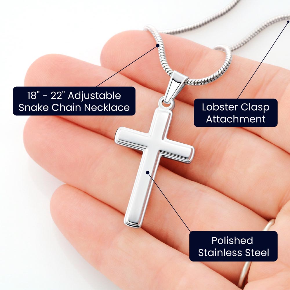 Polished stainless steel cross pendant hypoallergenic waterproof