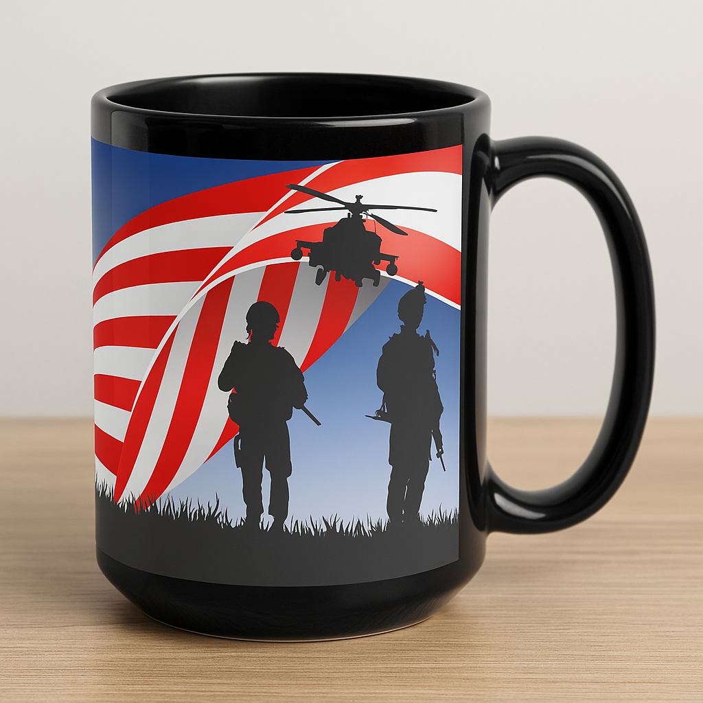 15oz ceramic military flag mug microwave dishwasher safe