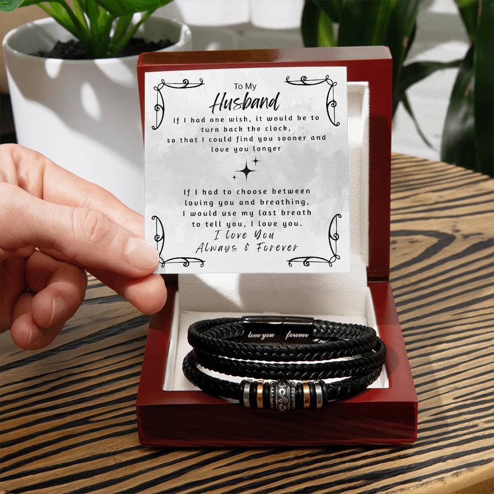 LED mahogany gift box for Love You Forever bracelet