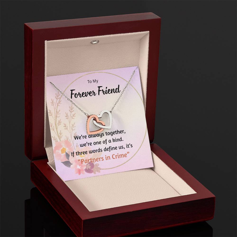 LED mahogany gift box for interlocking hearts necklace