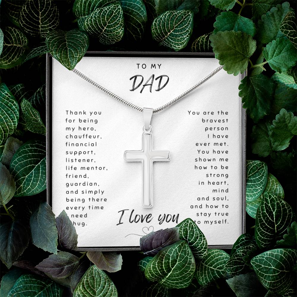 Stainless steel cross necklace gift for dad adjustable 18-22 inch