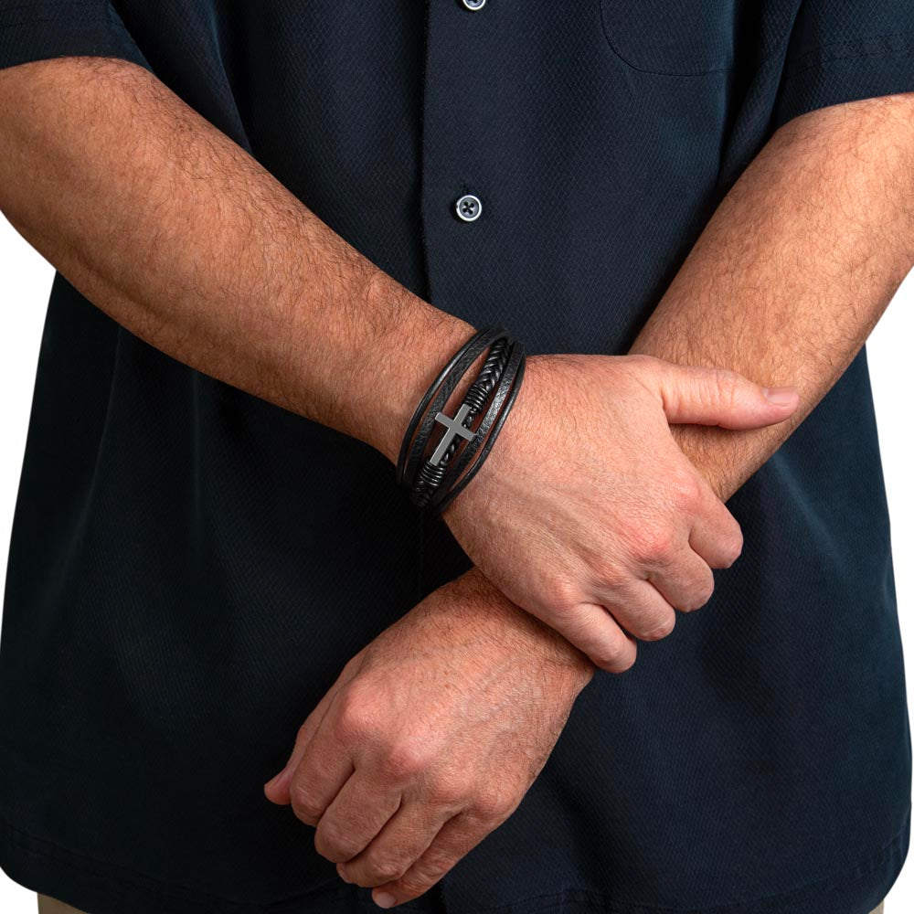 Stainless steel cross on bracelet with magnetic clasp waterproof hypoallergenic