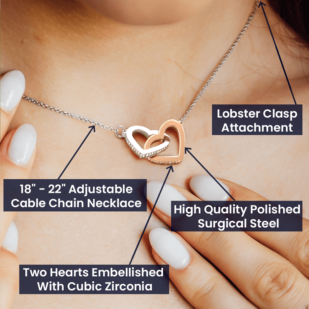 Two 6mm cubic zirconia hearts pendant adjustable chain 18-22 inch