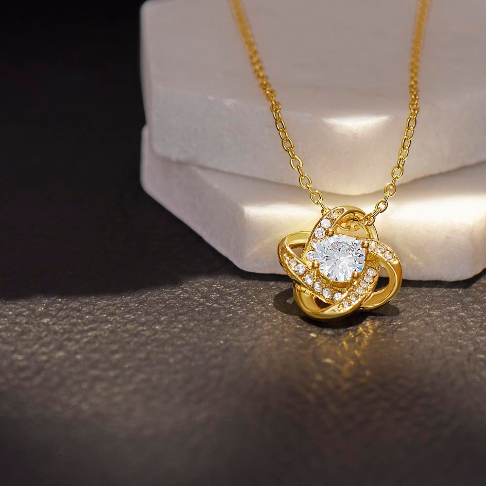 Love Knot Necklace gift for daughter 18k yellow gold over stainless steel