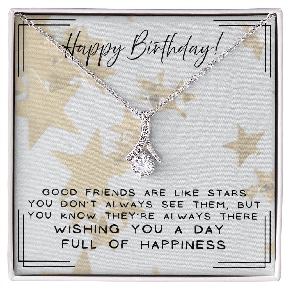 Alluring Beauty Birthday Necklace gift for her 7mm CZ ribbon pendant
