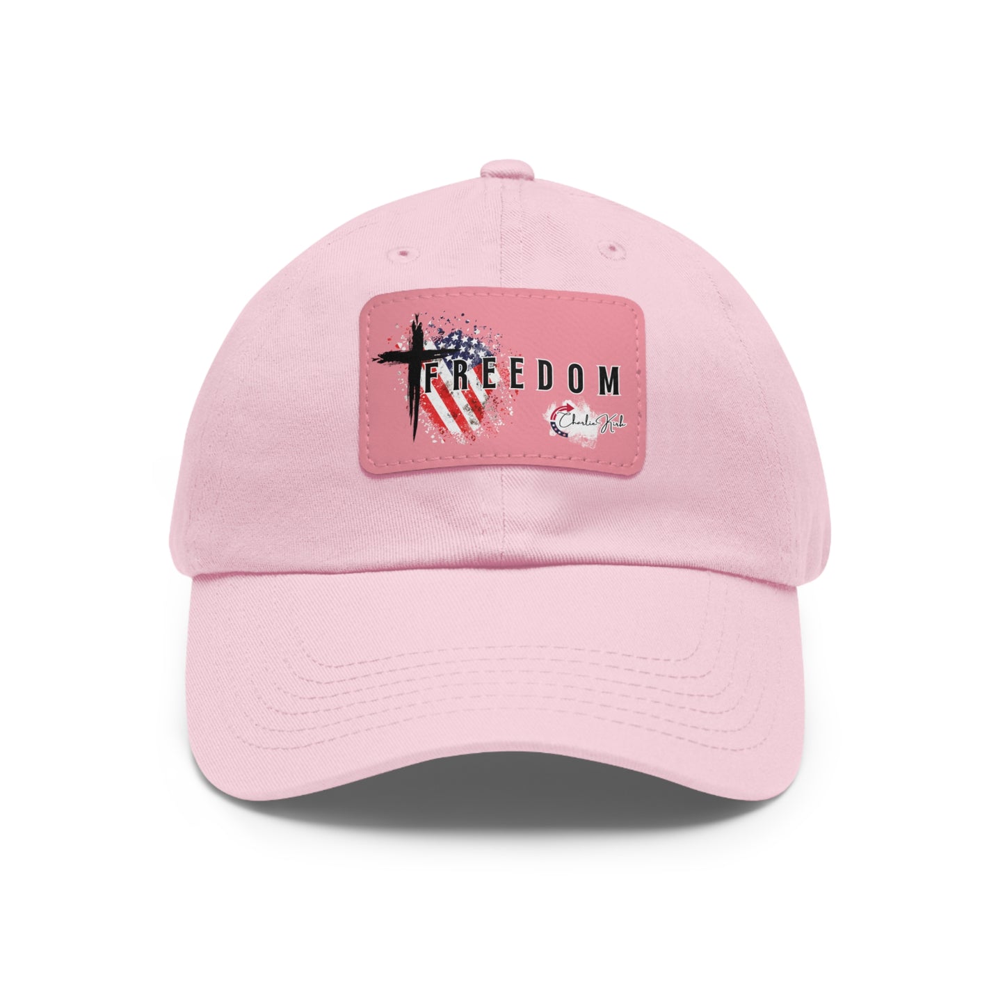 Pink cap with a Freedom Turning Point Charlie Kirk Patch