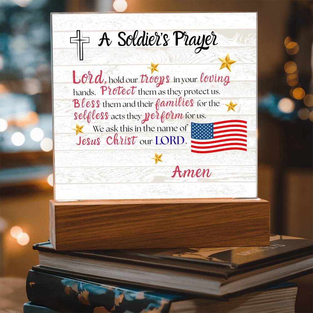 A Soldier’s Prayer acrylic square plaque military tribute gift 6 inch