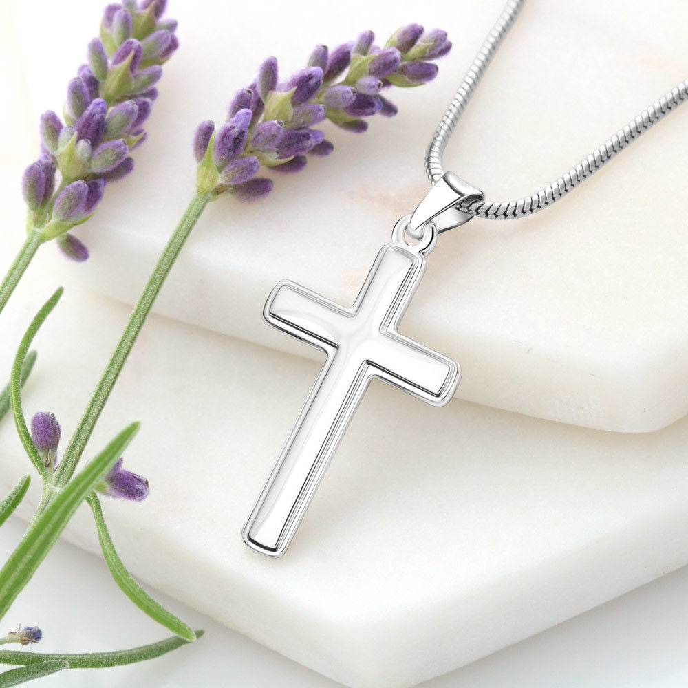 Polished stainless steel cross pendant hypoallergenic waterproof