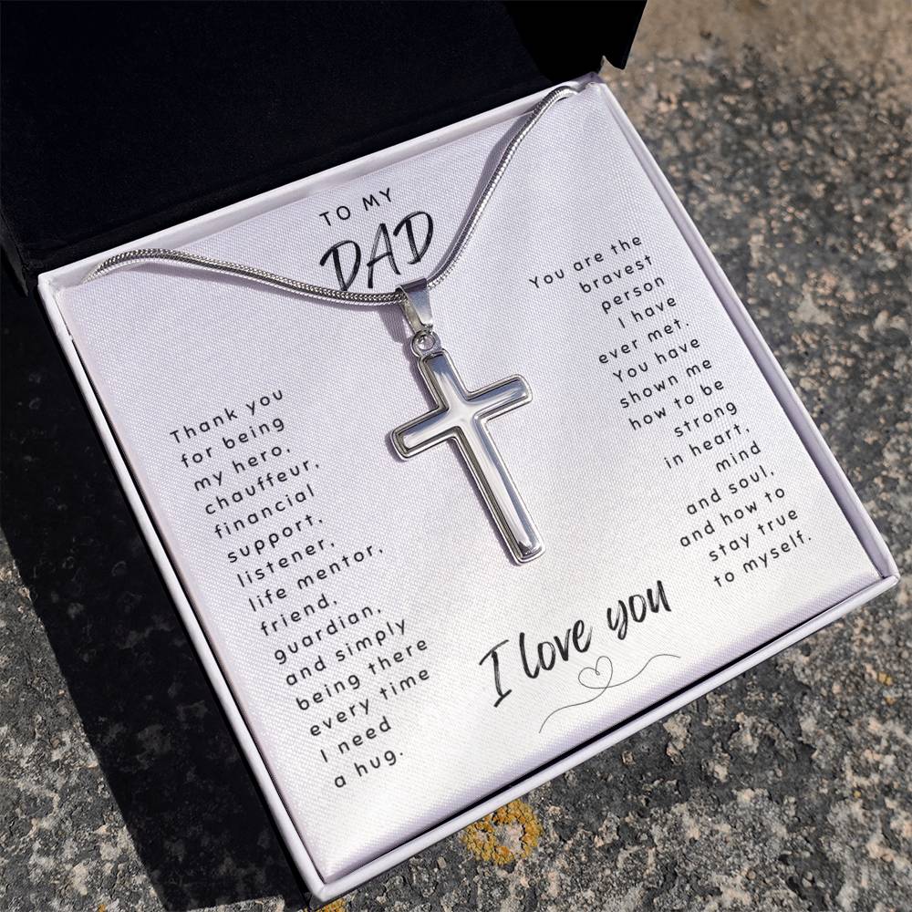 Stainless steel cross necklace gift for dad adjustable 18-22 inch