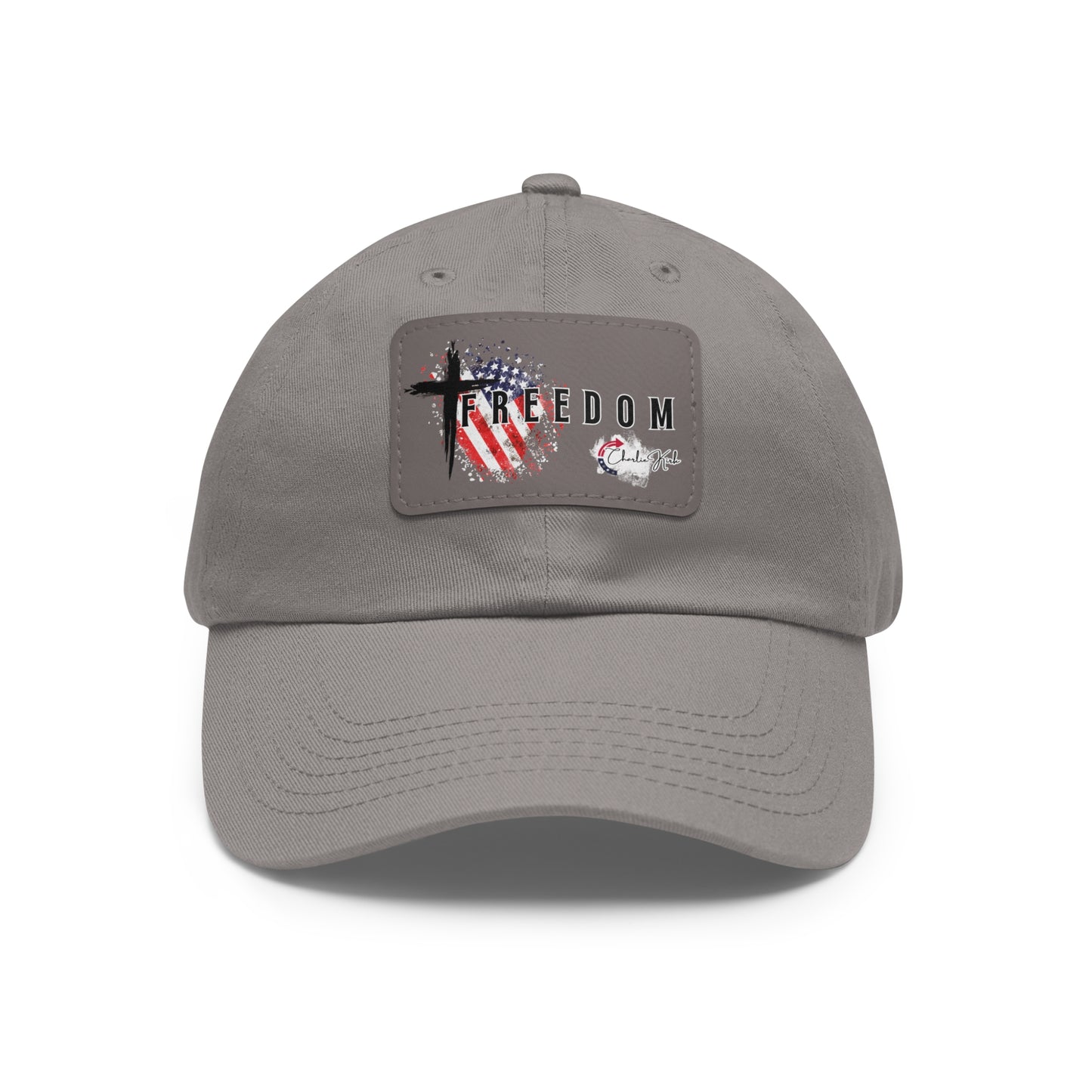 Grey cap with a Freedom Turning Point Charlie Kirk Patch