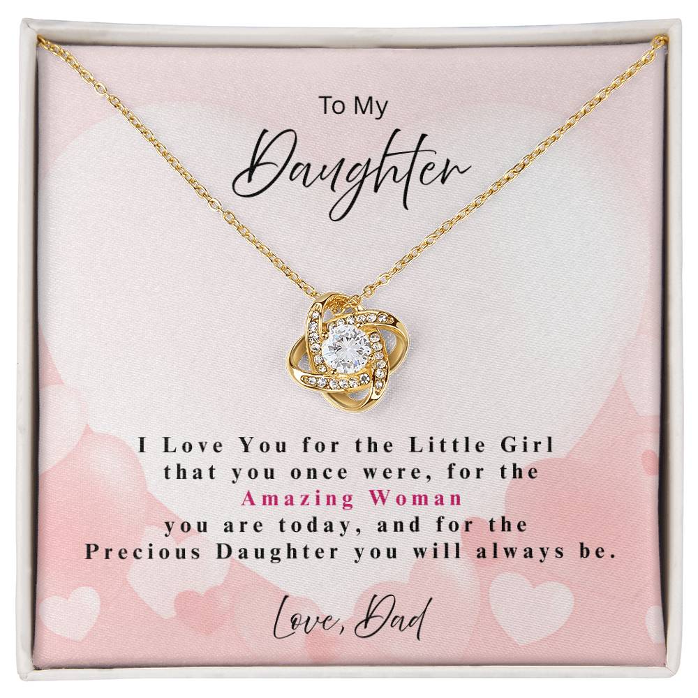 Love Knot Necklace gift for daughter 18k yellow gold over stainless steel