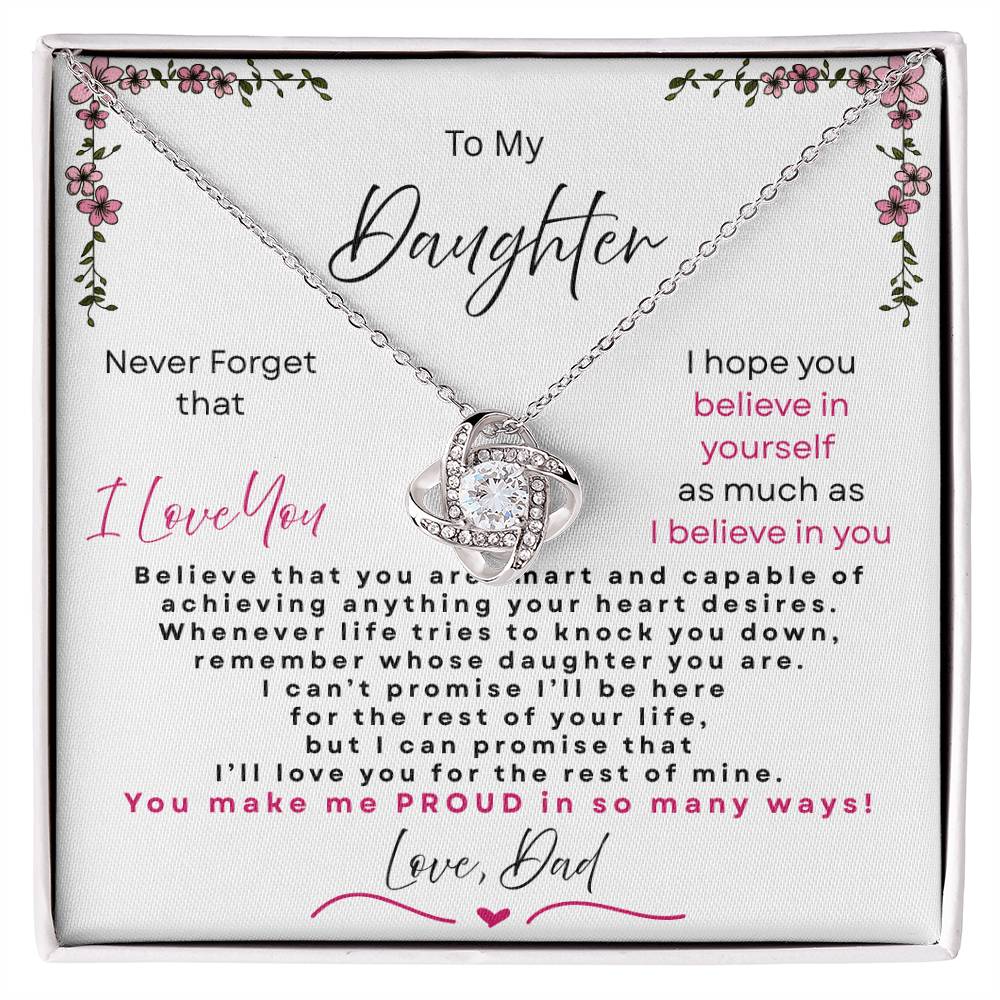 Love Knot Necklace Believe in Yourself gift for daughter 14k plated stainless steel