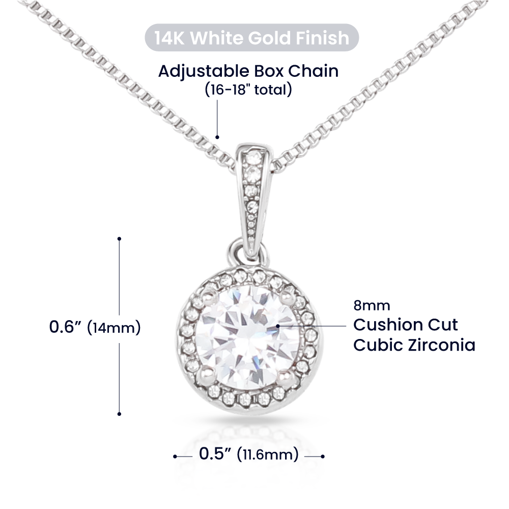 8 mm cushion-cut CZ pendant adjustable box chain