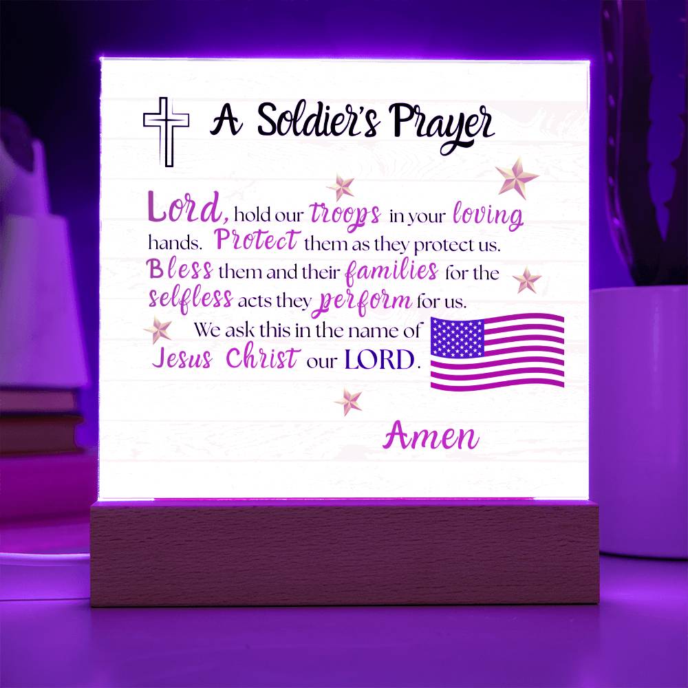 A Soldier’s Prayer acrylic square plaque military tribute gift 6 inch