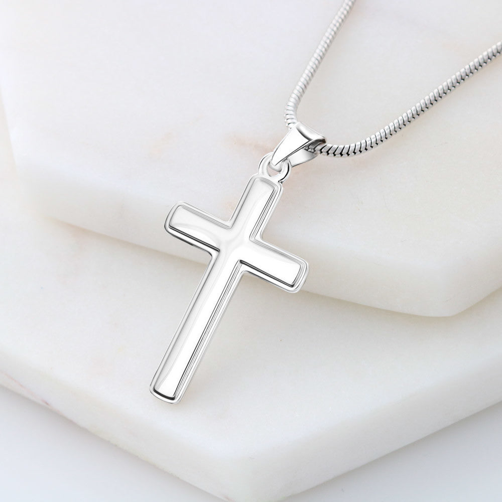 Polished stainless steel cross pendant hypoallergenic waterproof