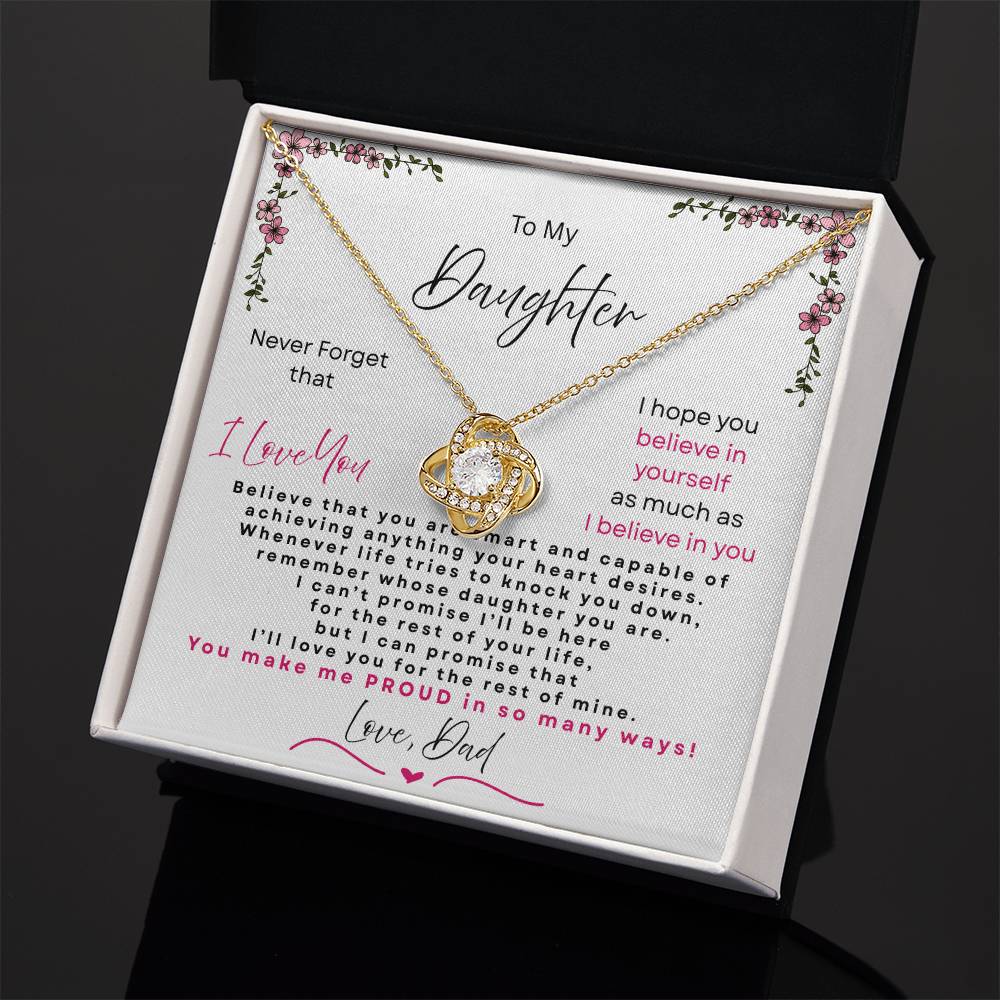 Love Knot Necklace Believe in Yourself gift for daughter 18k gold plated stainless steel