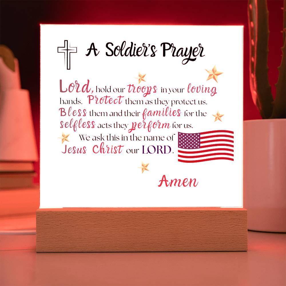 A Soldier’s Prayer acrylic square plaque military tribute gift 6 inch
