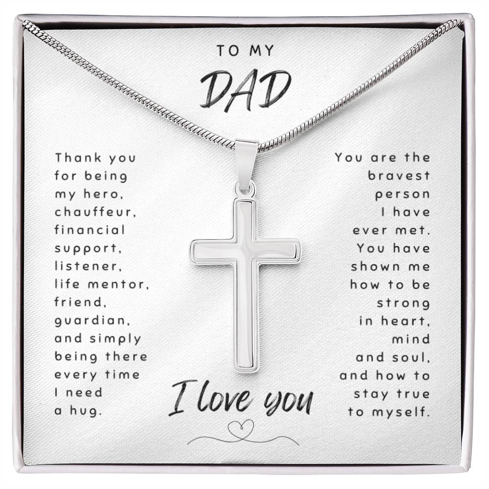 Stainless steel cross necklace gift for dad adjustable 18-22 inch