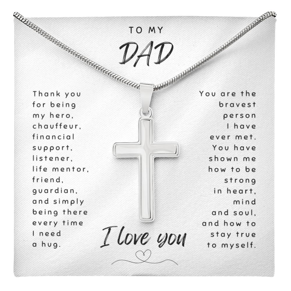 Stainless steel cross necklace gift for dad adjustable 18-22 inch