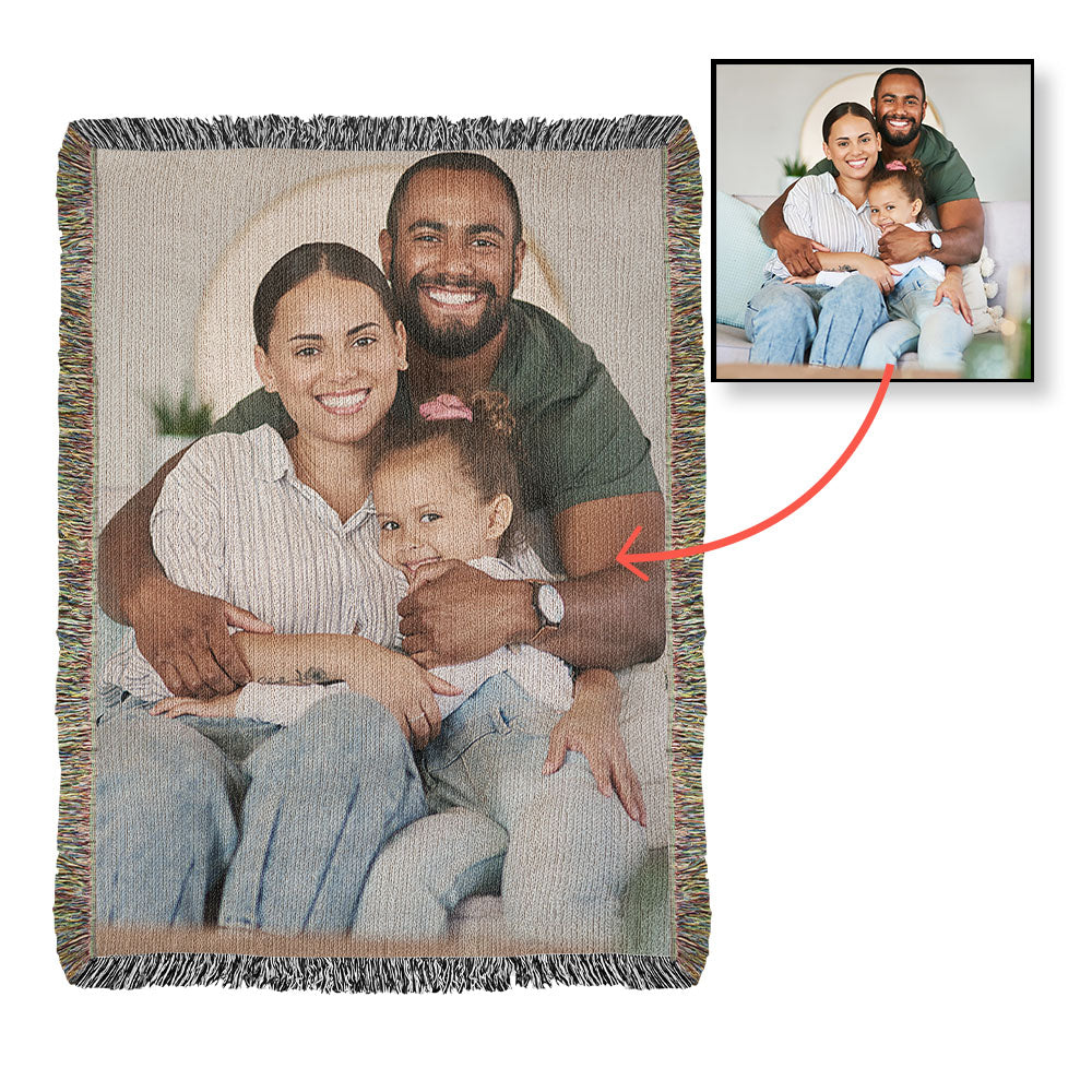Heirloom woven portrait blanket personalized photo gift