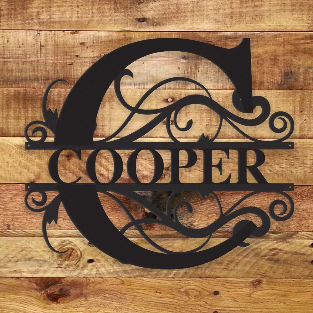 Personalized Fancy Monogram Metal Name Sign – Custom Steel Wall Decor (Indoor/Outdoor)