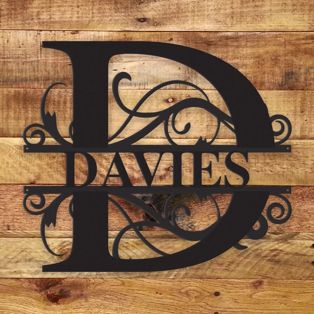 Personalized Fancy Monogram Metal Name Sign – Custom Steel Wall Decor (Indoor/Outdoor)