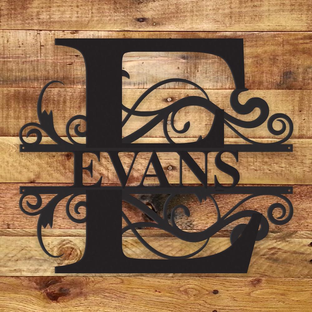 Personalized Fancy Monogram Metal Name Sign – Custom Steel Wall Decor (Indoor/Outdoor)