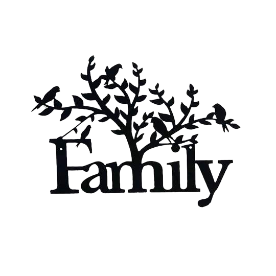 Black metal family tree wall art decor
