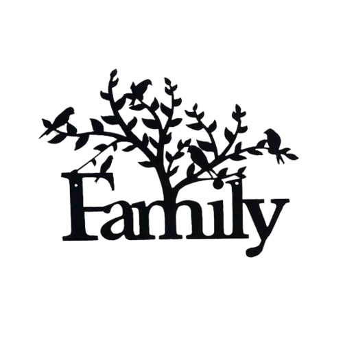 Black metal family tree wall art decor