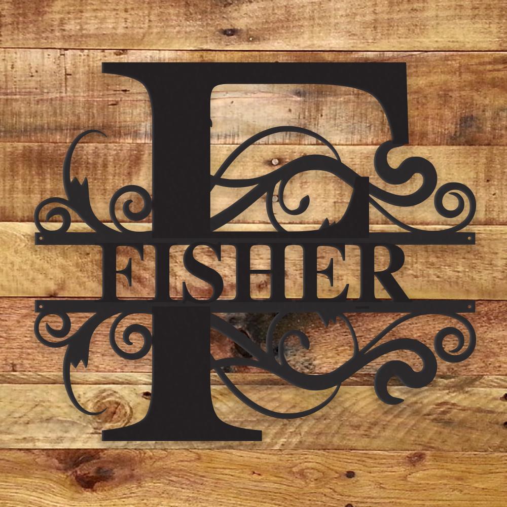 Personalized Fancy Monogram Metal Name Sign – Custom Steel Wall Decor (Indoor/Outdoor)