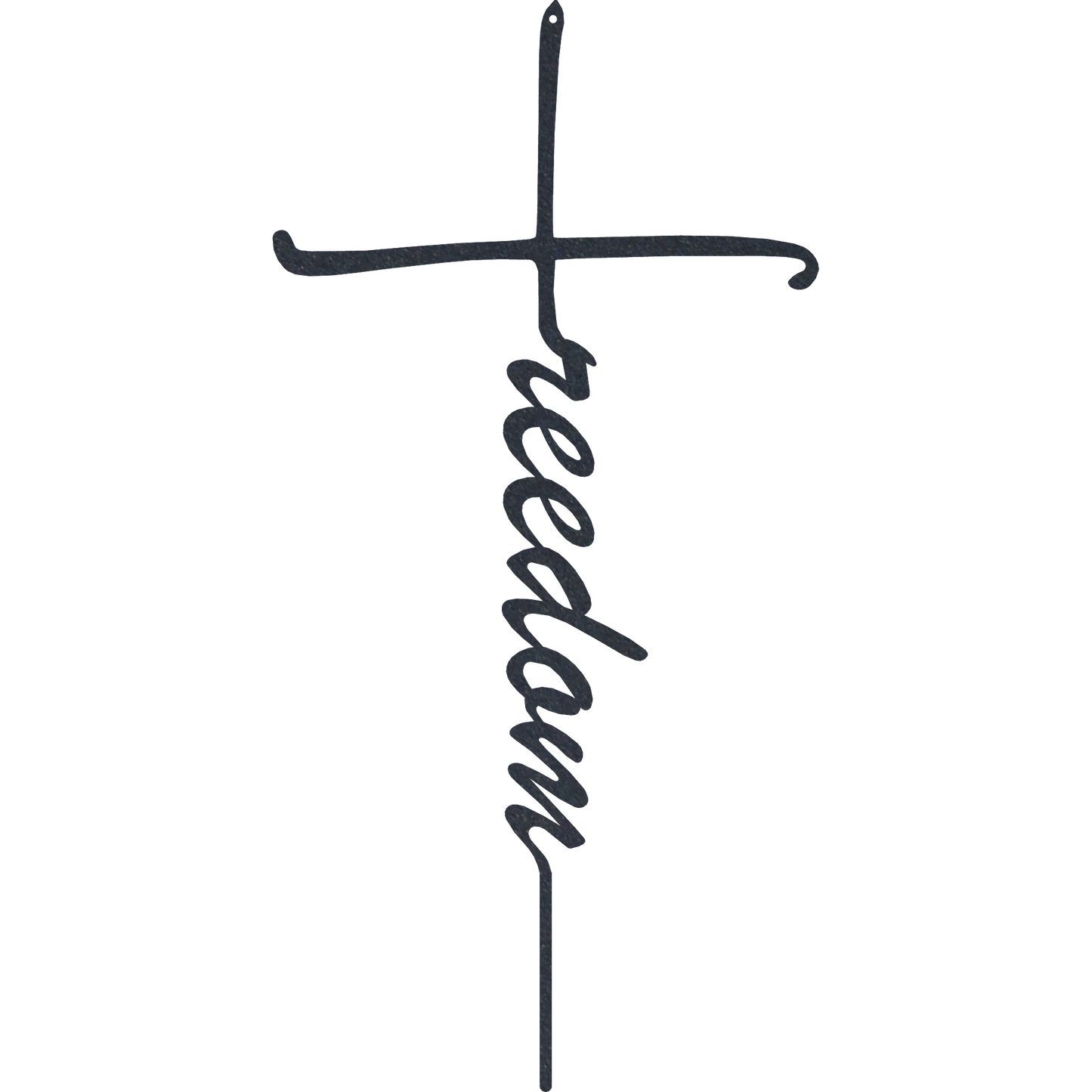 Metal wall cross symbolizing faith and liberty