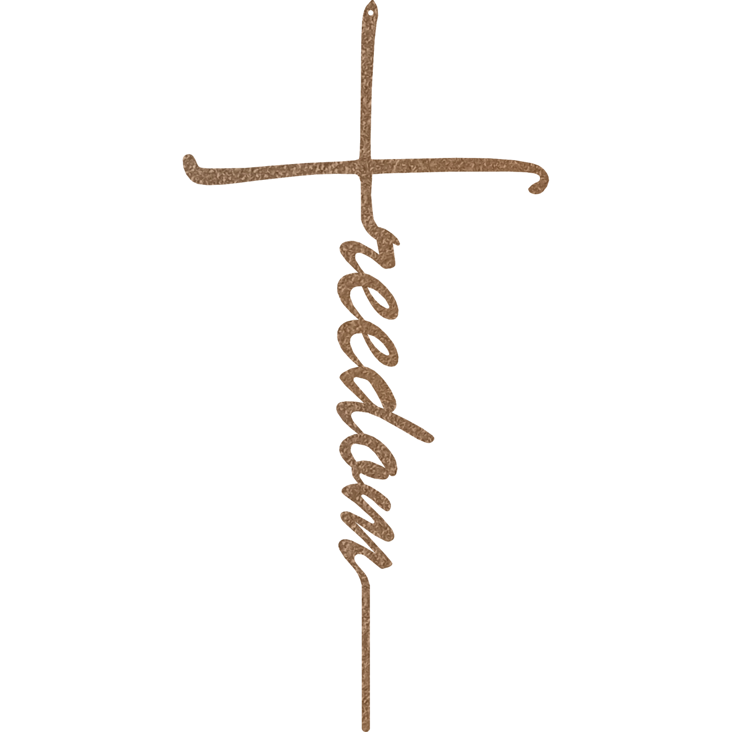 Metal wall cross symbolizing faith and liberty