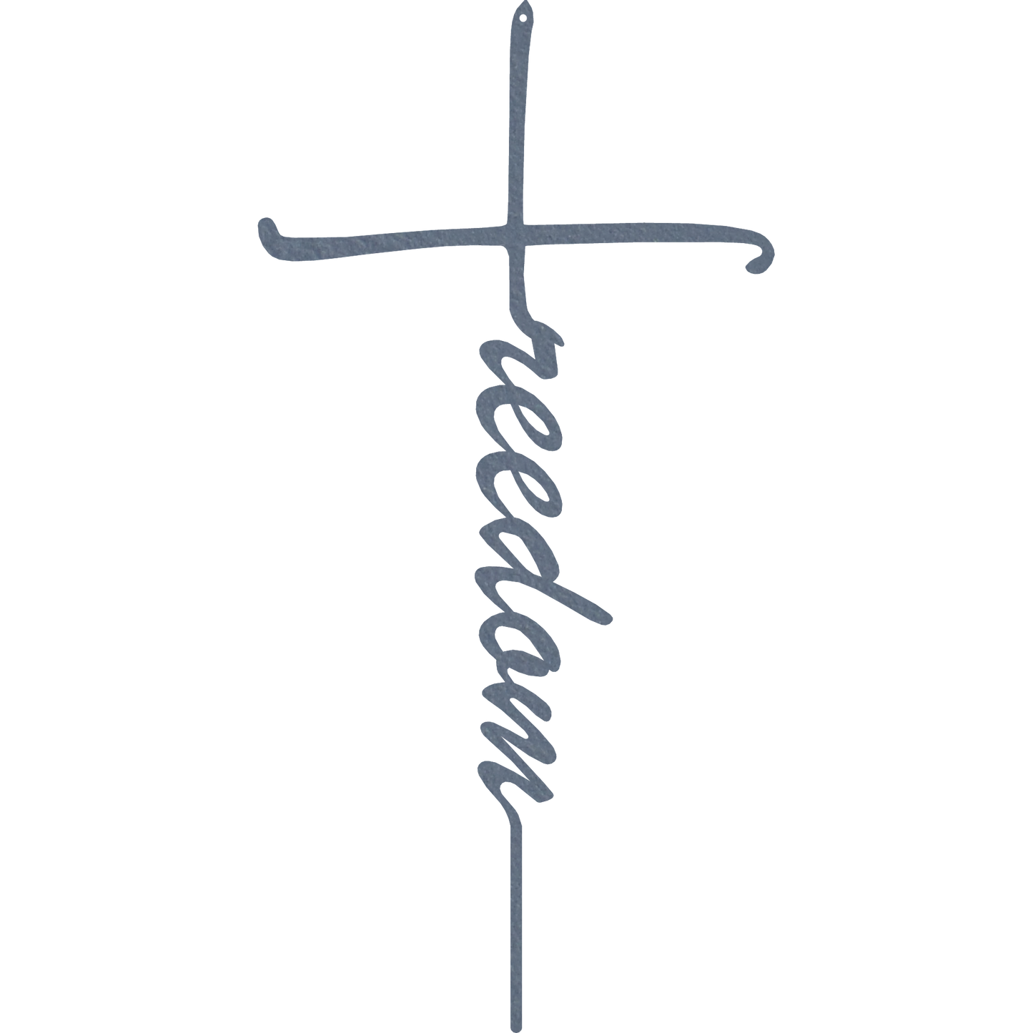 Metal wall cross symbolizing faith and liberty