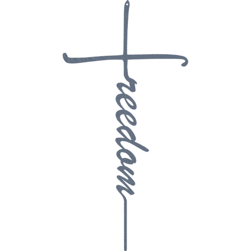 Metal wall cross symbolizing faith and liberty