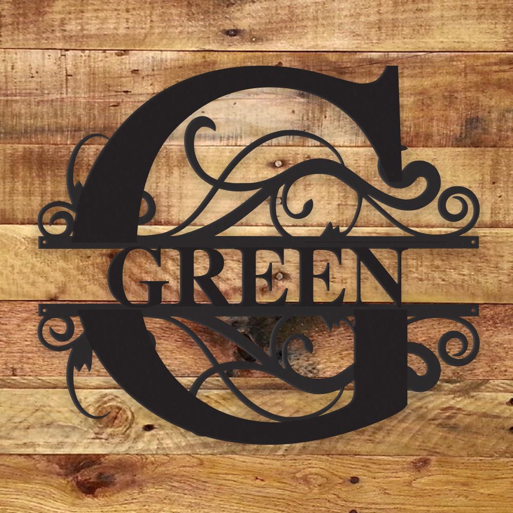 Personalized Fancy Monogram Metal Name Sign – Custom Steel Wall Decor (Indoor/Outdoor)