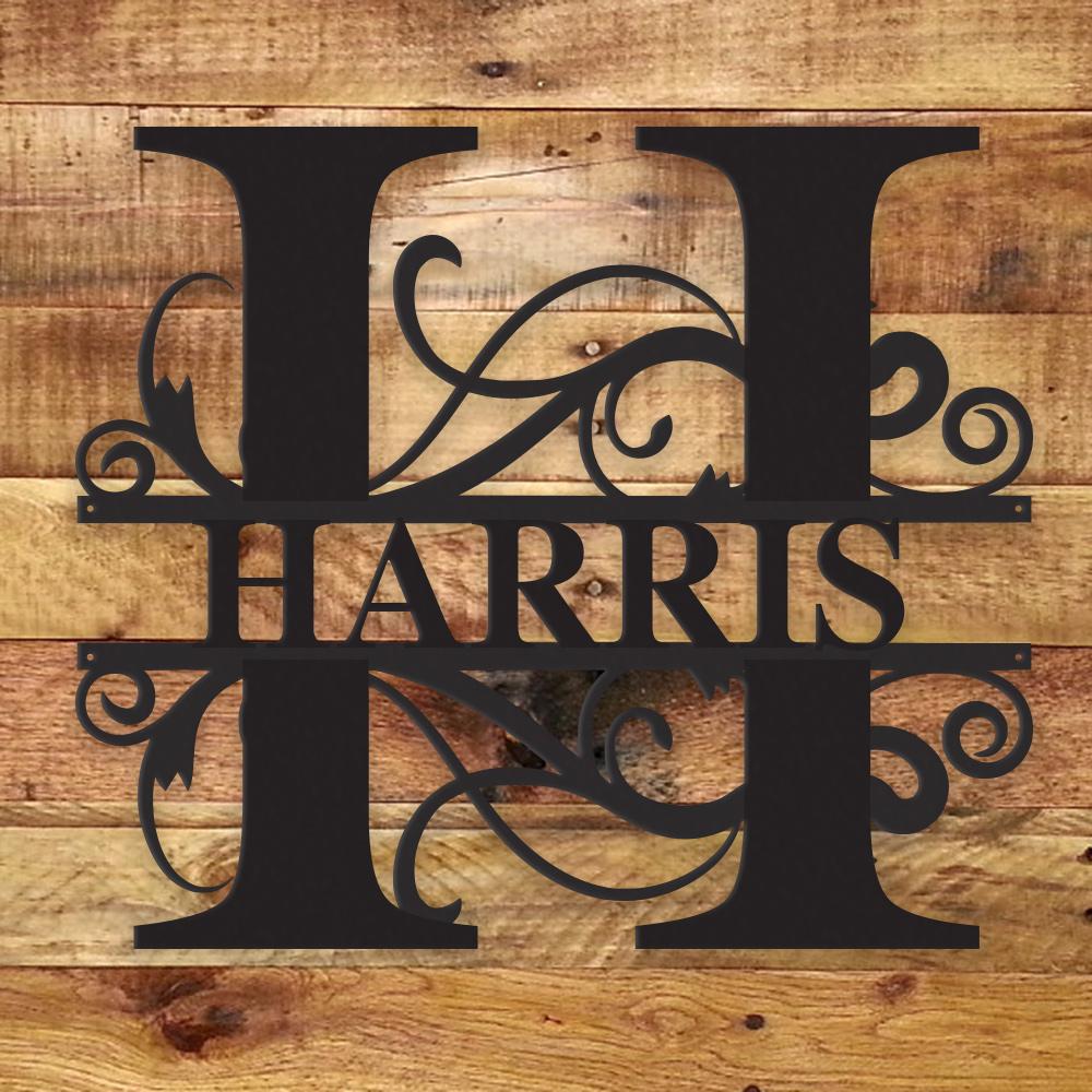 Personalized Fancy Monogram Metal Name Sign – Custom Steel Wall Decor (Indoor/Outdoor)