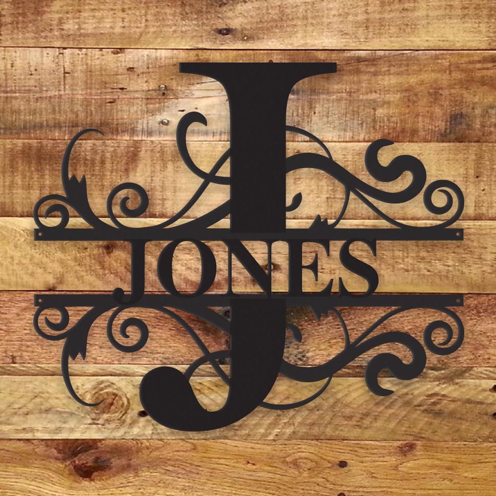 Personalized Fancy Monogram Metal Name Sign – Custom Steel Wall Decor (Indoor/Outdoor)