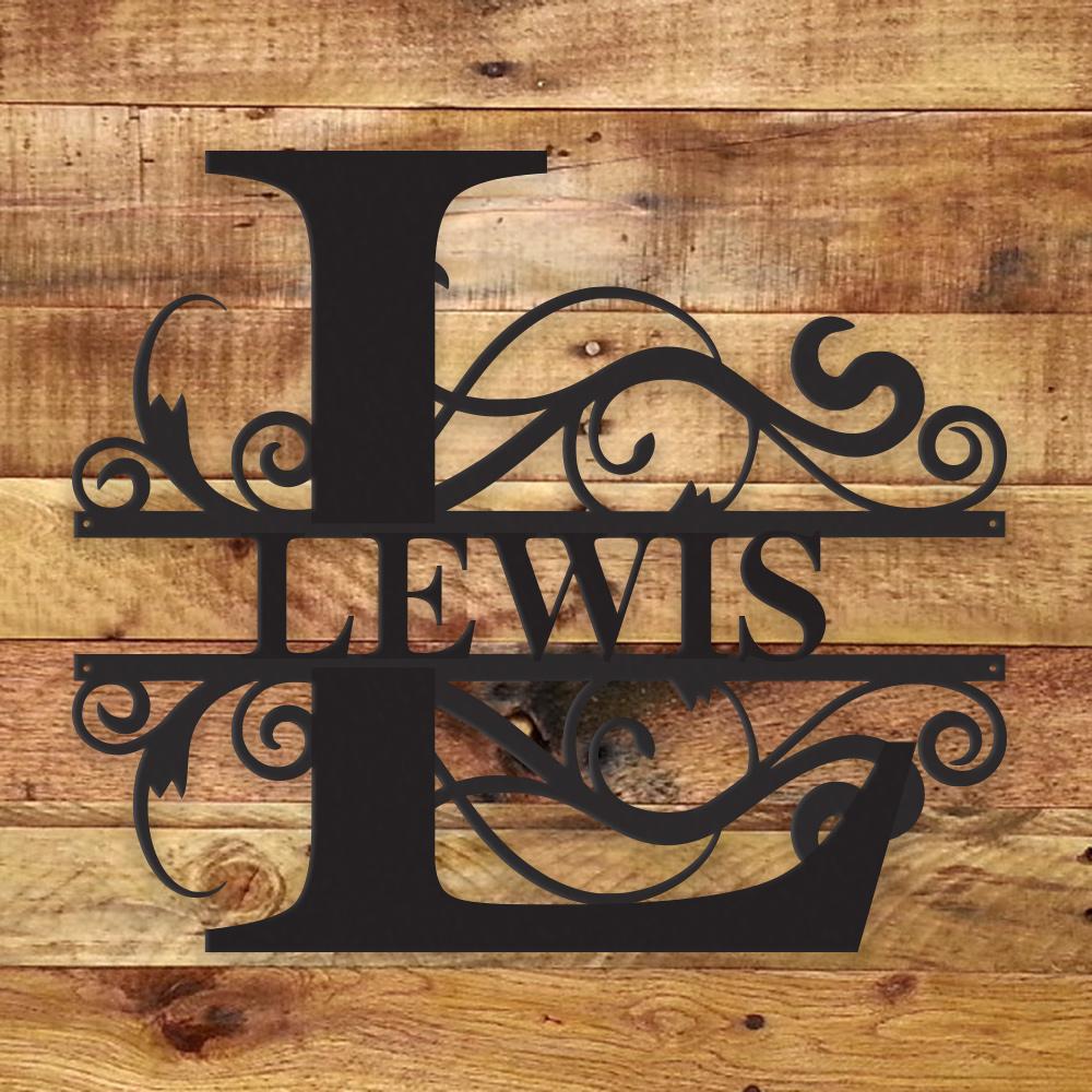 Personalized Fancy Monogram Metal Name Sign – Custom Steel Wall Decor (Indoor/Outdoor)