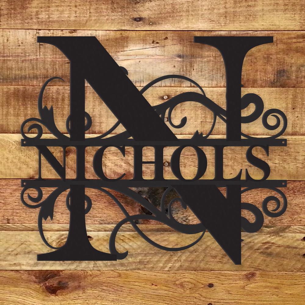 Personalized Fancy Monogram Metal Name Sign – Custom Steel Wall Decor (Indoor/Outdoor)