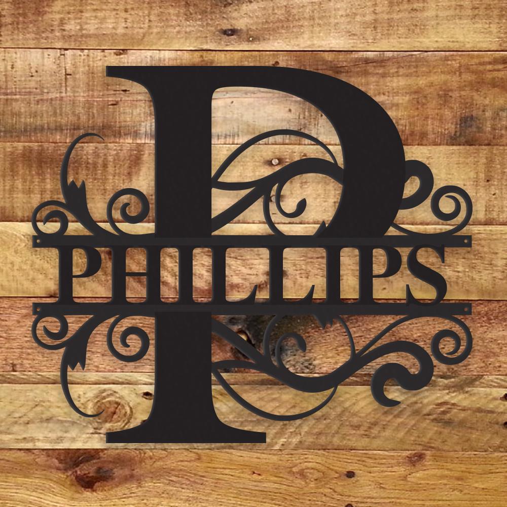 Personalized Fancy Monogram Metal Name Sign – Custom Steel Wall Decor (Indoor/Outdoor)